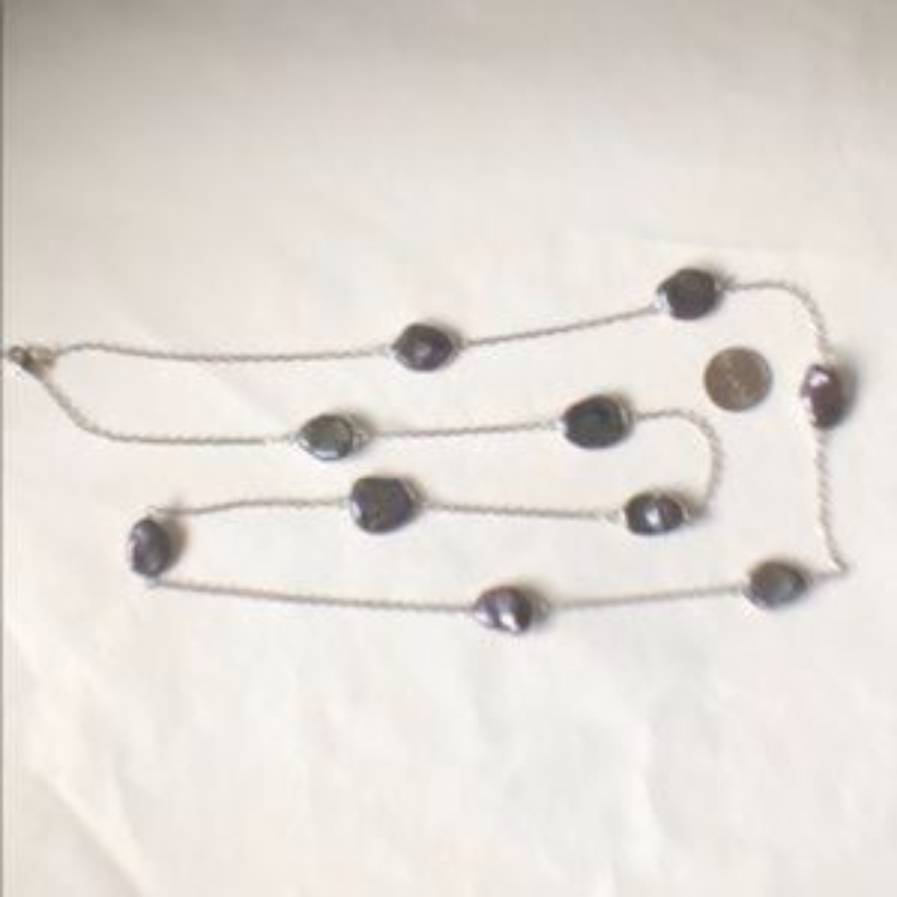**SOLD** 36 Inch Long Honora Black Keshi Pearl Set - Picture 2 of 6